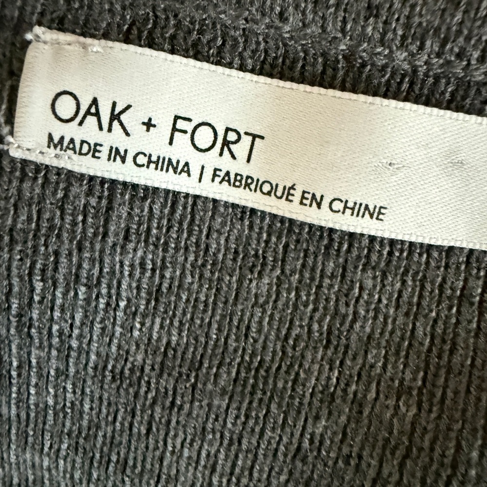 Oak +Fort Gray Open Front Wrap Cardigan Sweater, cropped, Grey, Sz XS - Picture 8 of 9